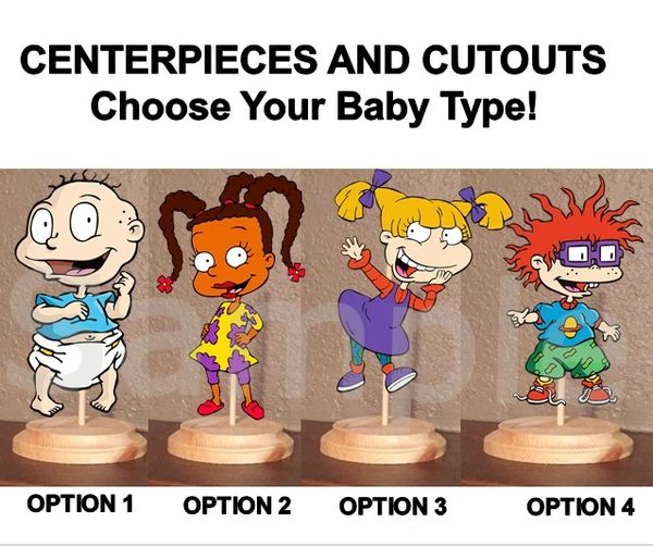 Pre Cut Rugrats Characters Centerpiece with Wood Stand OR Card Stock Cut Outs, Rugrats Party Centerpieces, Rugrats Cutouts Decorations