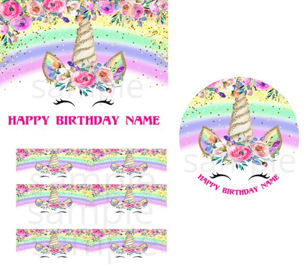 UNICORN HEAD Party Edible Cake topper image