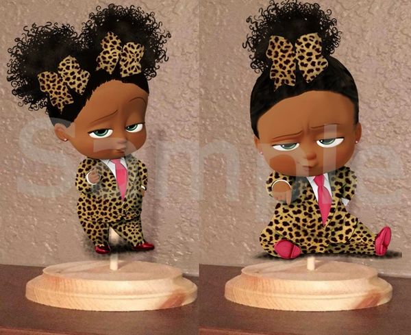 Pre Cut Cheetah Print Pink Tie Shoes African American Sassy Boss Baby