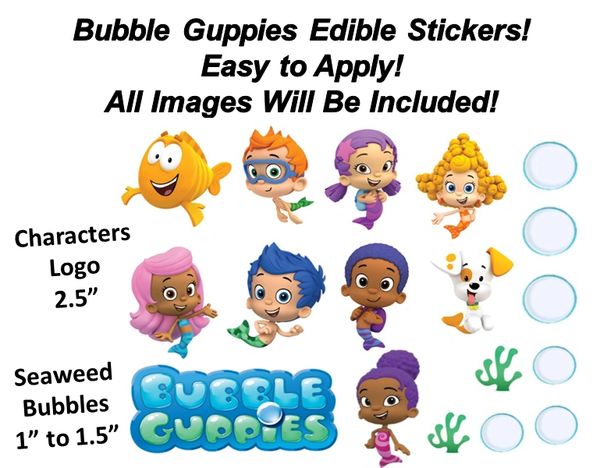 Bubble Guppies Characters Seaweed Bubbles Edible Cake Stickers Edible Decal Cut Outs Guppies