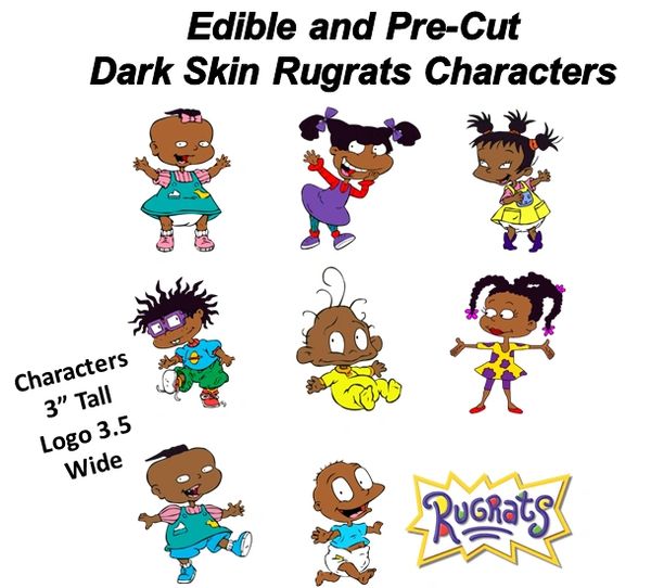 Pre Cut African American Rugrats Edible Cake Cupcake Stickers Decals, Rugrats Cake, Dark Skin Rugrats