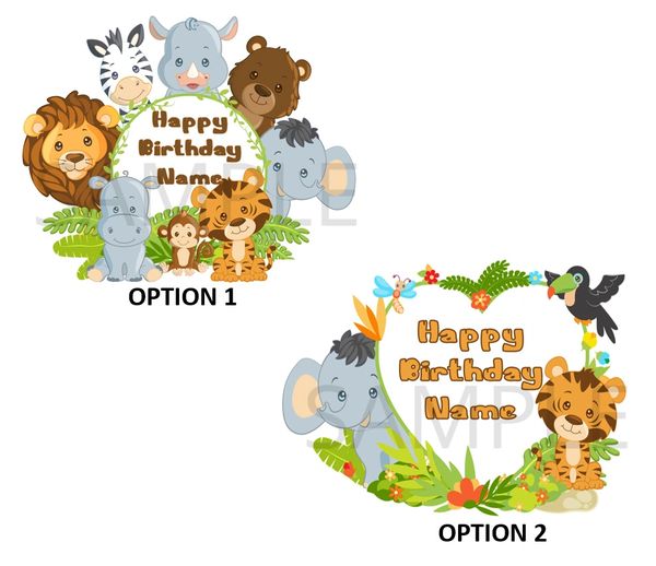 Jungle Safari Animals Edible Cake or Cupcake Topper Image, Jungle Safari Animals Cupcakes, First Birthday, Baby Shower, Monkey, Lion, Tiger