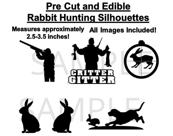 Rabbit Hunting Edible Cake Stickers Hunting Cake Cut Outs Edible Decals for Cake