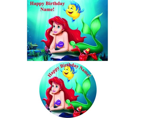 Ariel Little Mermaid Edible Image for Cake or Cupcakes, Ariel Cake, Ariel Cupcakes, Ariel Party Supplies