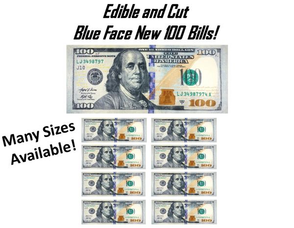 Blue Face 100 Dollar Bills EDIBLE Cake Images, Birthday Bills Cake, 100 Dollar Bills Cake, Money Cake, Money Decals for Cake, Edible Money