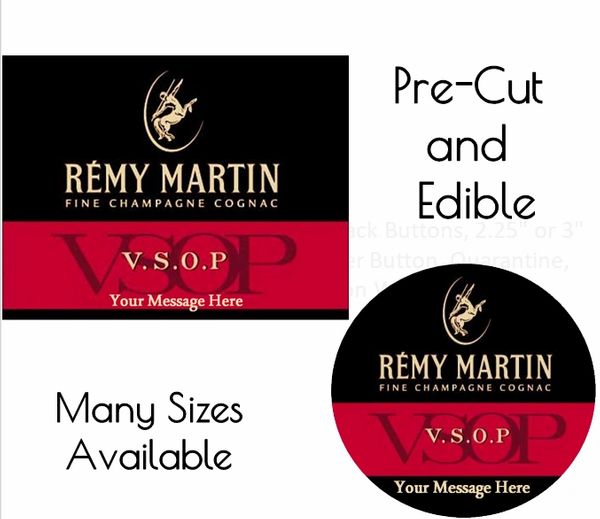 Remy Martin Cognac EDIBLE Label Image for Desserts, Remy Martin Edible Label, Personalized Liquor Label