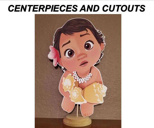 Baby Moana Centerpieces With Stand Or Cut Outs Baby Shower Moana Centerpieces Edible Party Images