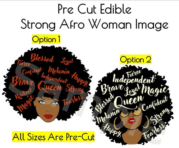 Afro African American Black Woman EDIBLE Image for Desserts, Strong Black Woman Cake, Confident Woman Cake, Queen Diva Woman Cake, Fierce