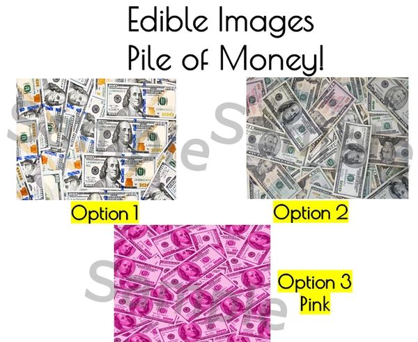 Pile of Money Edible Image for Cake and Cupcakes, Edible Money Cake Image, Pink Pile of Bills, Pink Money Bills