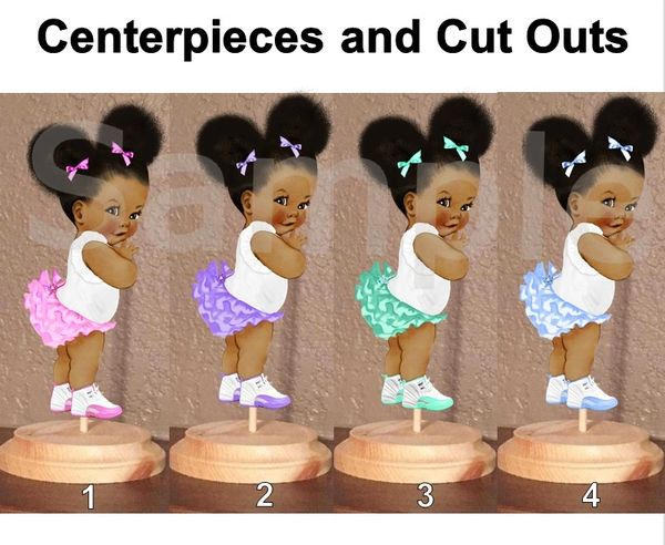 PRE CUT Lavender Purple and White Ruffle Pants Baby Centerpiece with Wood Stand OR Card Stock Cut Out Affordable Party Centerpiece Cutouts