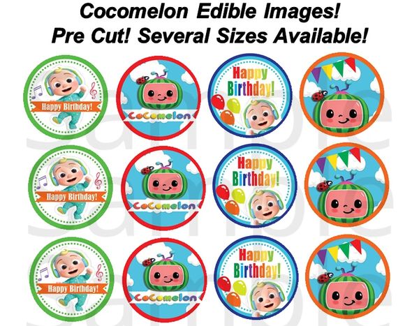 cocomelon edible cupcake cookie images toppers pre cut cocomelon edible images edible party images