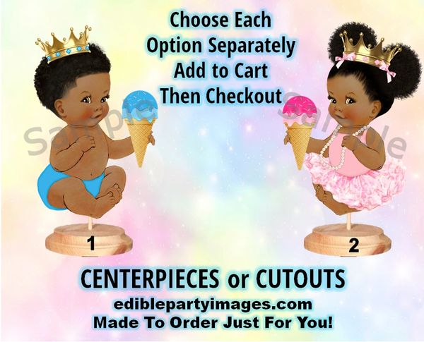 What's the Scoop Baby Boy or Girl Centerpieces with Stand OR Cut Outs, Pink and Blue Ice Cream Cone