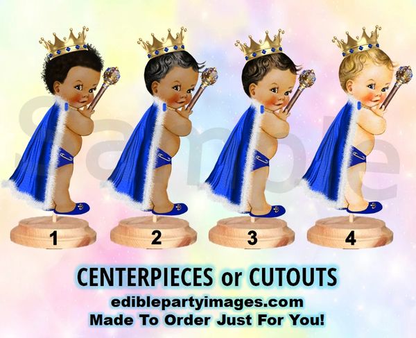 Little Prince Centerpiece Blue and Gold Birthday party table centerpiece  decoration Royal Baby Shower Birthday Gold Blue Gold crown Piece