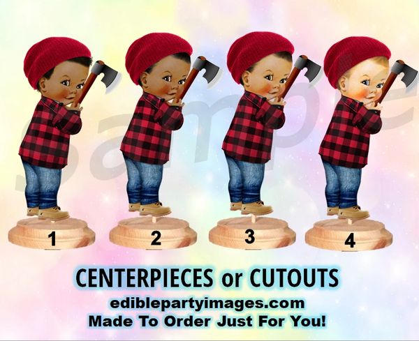 Lumberjack Baby Boy Centerpiece with Stand or Cutouts