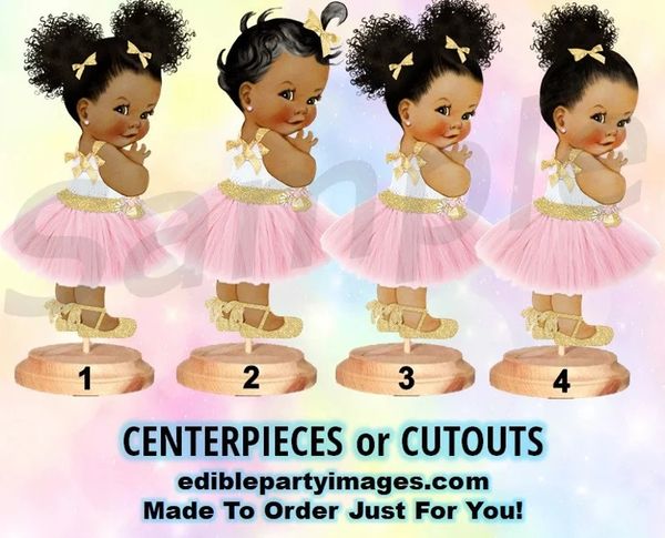 Tulle Party Dress Baby Girl Centerpiece with Stand OR Cut Outs, Blush Pink and Gold