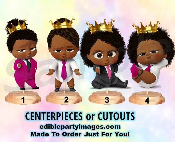 Boss Baby Princess Centerpiece with Stand OR Cut Outs, Boss Baby Centerpieces