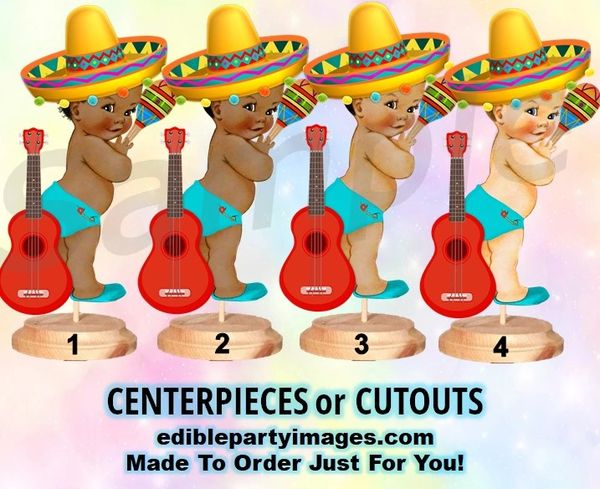Fiesta Mexican Baby Boy Centerpiece with Stand OR Cut Outs