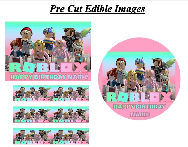 Pink Roblox Girl Characters EDIBLE Cake Topper Image Cupcake, Pink Roblox Image