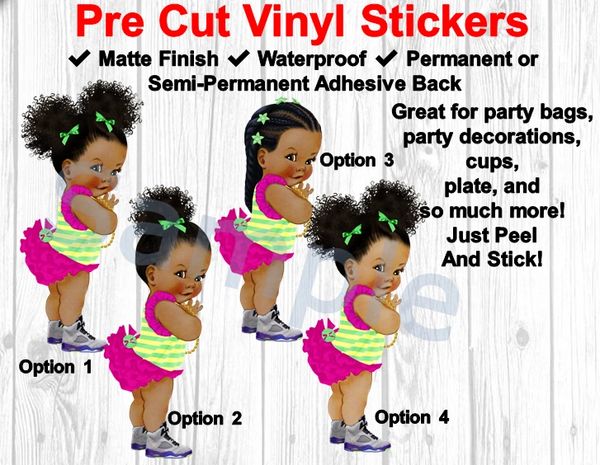 Hip Hop Fresh Baby Girl Vinyl Stickers, Party Vinyl Stickers