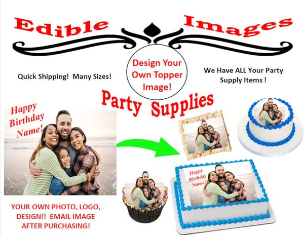 Custom Edible Photo Cake Image Picture on Frosting Paper, Custom Cupcakes Cookie Toppers Photographs Logos Decals, Sugar Sheet Paper Frosing