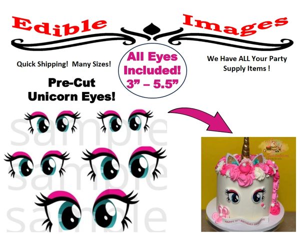 Unicorn Eyes Edible Images, Unicorn Cake Image, Unicorn Eyes Pre Cut, Bright Unicorn Eyes, Unicorn Theme Cake, Unicorn Edible Eyes Stickers