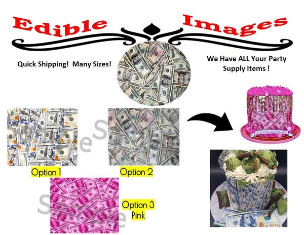 Pile of Money Bills Edible Cake Image Topper Cupcakes, Edible Money Cake, Money Stack Cake, Money Cupcake, Money Theme Birthday, Pink Money