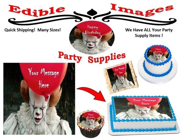 Creepy Scary Clown Edible Cake Topper Image, Clown Cake, Clown Cupcakes, Scary Clown Cake, Clown Party Supplies, Halloween Cake, Edible Cake