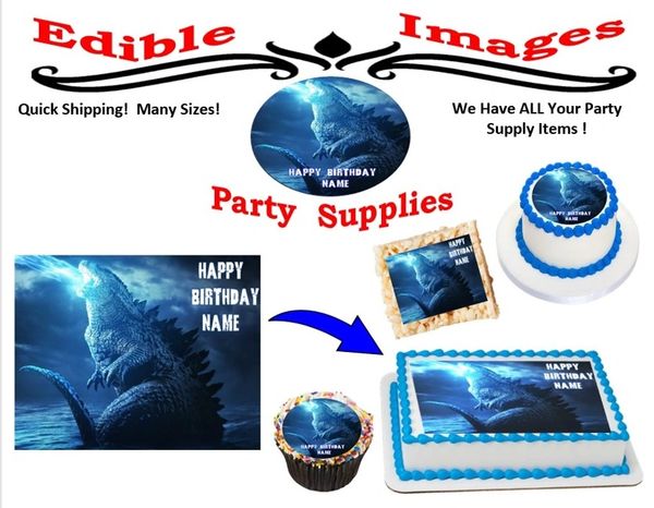 Godzilla Edible Cake Topper Image, Godzilla Cupcakes, Godzilla Breathing Fire Cake, Godzilla Party Supplies, Cake Decoration, Party Edible
