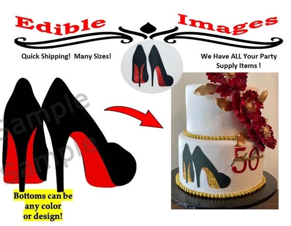 High Heel Stilettoes EDIBLE Cake Topper Image, Bachelorette Cake, Wedding Cake, Girlfriend Cake, Edible Red Bottom Heels, Edible Heels Image