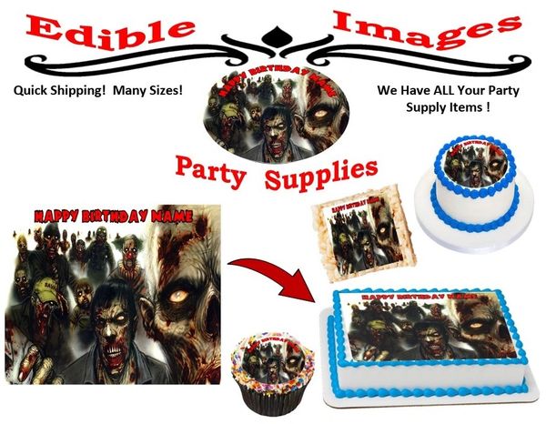 Zombies Edible Cake Topper Image, Zombies Cake, Zombies Cupcakes, Zombies Horror Party, Zombies Party Supplies, Edible Image, Edible Cake