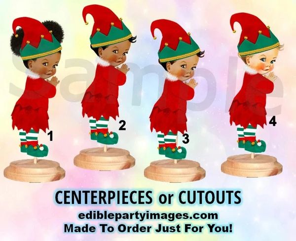 Christmas Elf Baby Girl Centerpiece with Stand OR Cut Outs, Baby Elf Cutouts, Baby Shower Christmas Centerpieces, What the Elf Gender Reveal