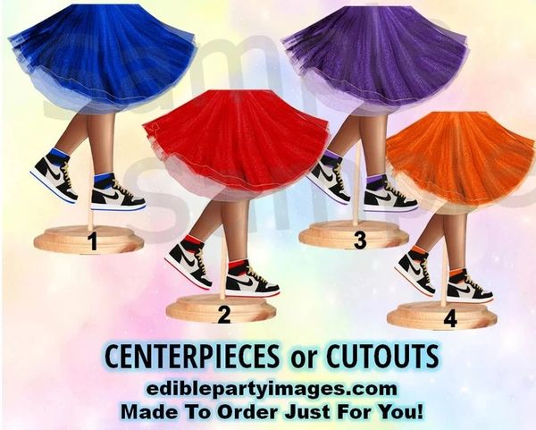 Sneaker Ball Legs Tutu Centerpiece with Stand OR Cut Outs, Party Sneakers Centerpieces, Dark Legs, Fashion Legs Centerpieces, Royal Blue Red