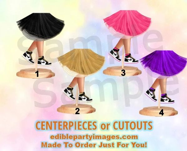 Sneaker Ball Legs Tutu Centerpiece with Stand OR Cut Outs, Party Sneakers Centerpieces, Dark Legs, Medium Legs, Fashion Legs Centerpieces