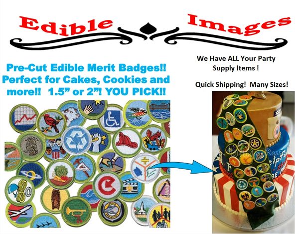 Pre Cut Pick Your Own Boy Scout Merit Badges EDIBLE Decal Stickers for Cake Cupcakes, Merit Badge Cake, Merit Badge Cupcakes, Merit Badge Sash