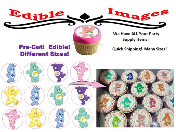 Care Bears Edible Cupcake Cookie Toppers, Edible Care Bears for Cookies, Cupcakes