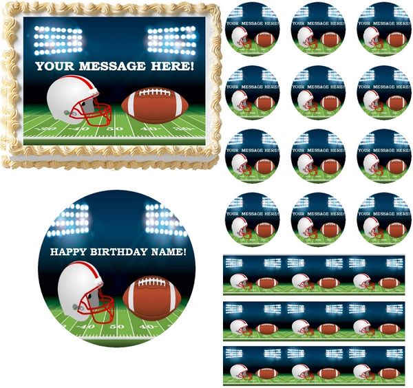 FOOTBALL Field Helmet Football Theme Edible Cake Topper Image Frosting Sheet