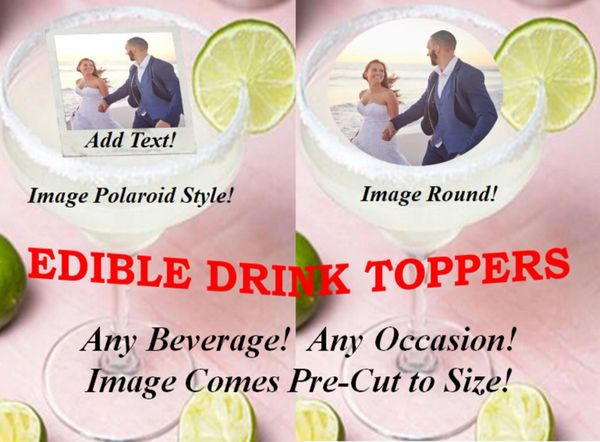 Edible Photo Drink Topper Image, Edible Image, Edible Photo, Wedding Toppers, Portrait Edible Topper, Custom Drink Toppers, Party Drink