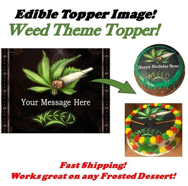 Weed Pot Leaf EDIBLE Cake Topper Image Frosting Sheet Cupcakes | Weed Image for Cake | Weed Image for Cupcakes | Pot Weed Party Supplies