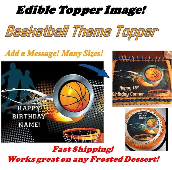 Basketball Sports Edible Cake Topper Image, Basketball Cupcakes, Basketball Party, Basketball Hoop Image, Edible Image, Edible Cake, Sports