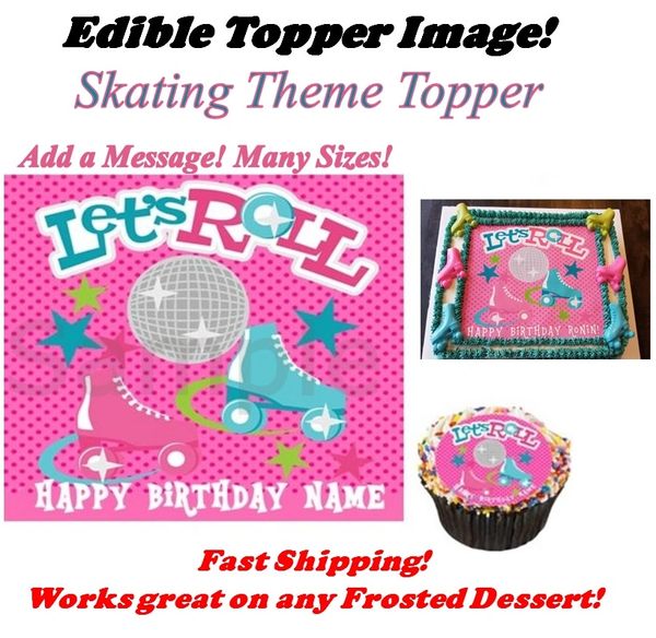 Roller Skating Edible Cake Topper Image Cupcakes, Lets Roll Skating, Skate Edible Image Skate Cake, Skate Cupcakes, Skate Roller Derby Party