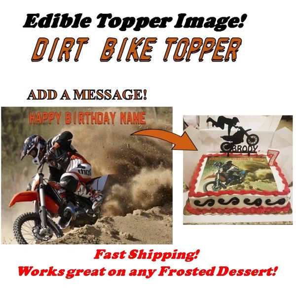 Dirt Bike Racing Edible Cake Topper Image, Motocross Cake, Dirt Bike Cupcakes, Motocross Cupcakes, Dirt Bike Party Supplies, Edible Cake