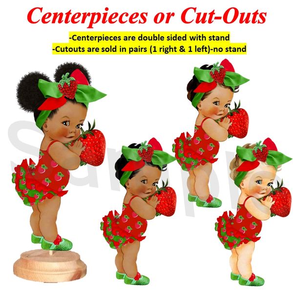 Sweet Strawberry Girl Centerpiece or Cut Outs. A Berry Sweet Baby Centerpieces. Red Green Big Head Bow. Strawberry Baby Shower Decorations