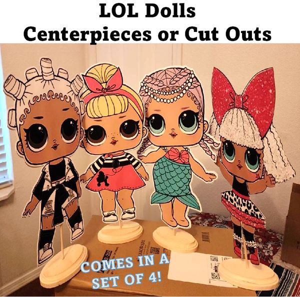 LOL Dolls Centerpieces, LOL Dolls Party Cut Outs, LOL Dolls Table Decorations, Set of 4