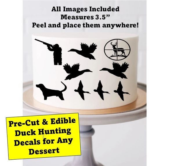 Duck Hunting Edible Pre-Cut Stickers | Wildlife Decals for Desserts | Hunting Party Favor, Cake Decorations, Hunting-Themed Sweet Treats