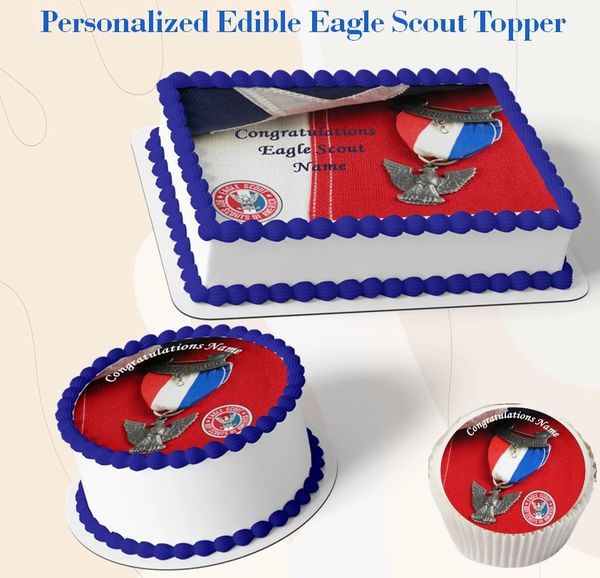 Eagle Scout Edible Cake Topper, Court of Honor Edible Image, Ribbon Award