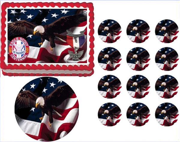 Eagle Scout Court of Honor Ceremony Centennial Patch Edible Cake Topper Image Frosting Sheet