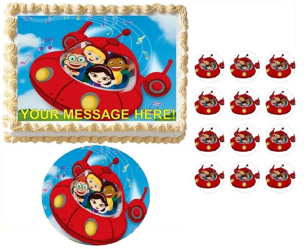 Little Einsteins Rocket Ship Music Notes Edible Cake Topper Image - 12 roblox character girl 2 precut edible cupcake toppers stand up wafer cake decorations precut