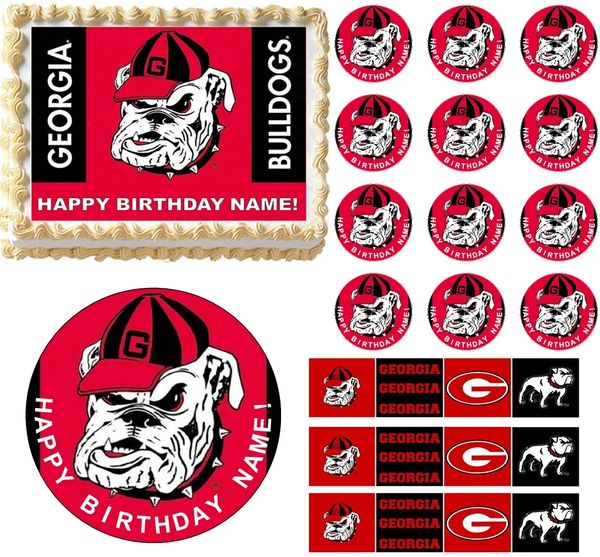 GEORGIA BULLDOGS Football Edible Cake Topper Image Frosting Sheet