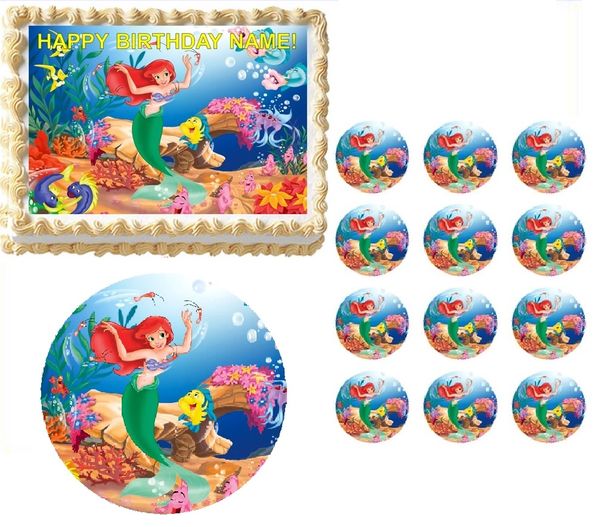 The Little Mermaid Edible Cupcake Toppers (12 Images) Cake Image Icing  Sugar Sheet Edible Cake Images