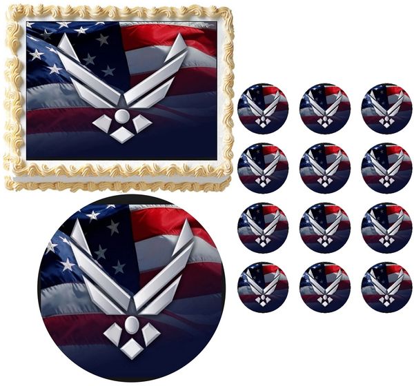 United States Military AIR FORCE Edible Cake Topper Image Frosting Sheet